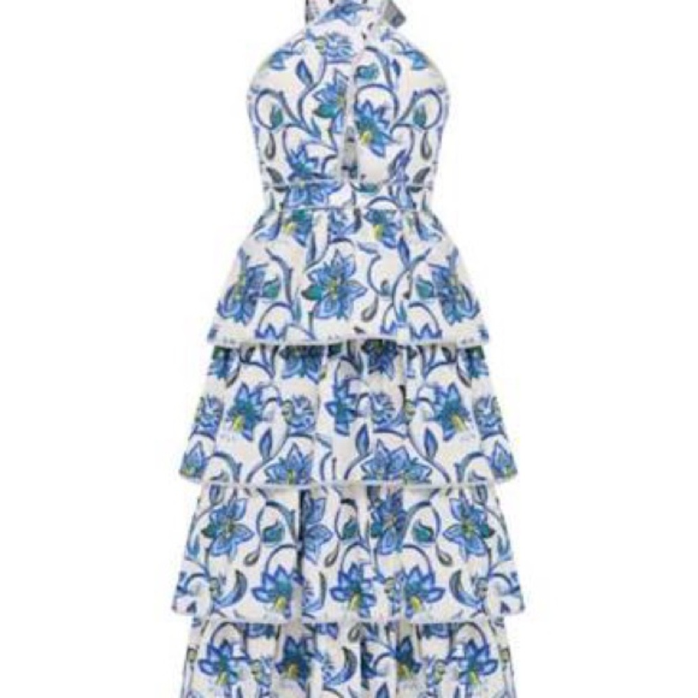 HUNTER BELL Blue and White Floral Maxi Dress
